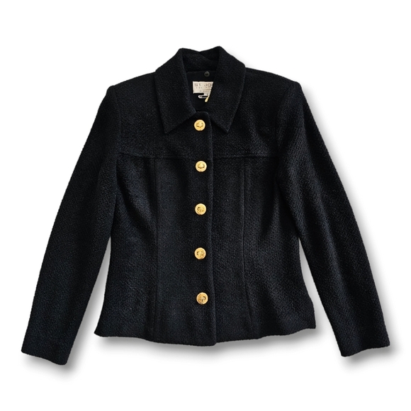 St. John | Jackets & Coats | St John Black Knited Wool Bland Signature ...